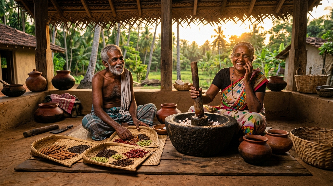 Ceylon Hospitality and Traditional Food Processing History - Artisans with Stone Sekkuwa